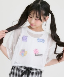 PINK-latte | 【接触冷感(インナーのみ)】ワッペンメッシュ半袖T+タンクセット(Tシャツ/カットソー)