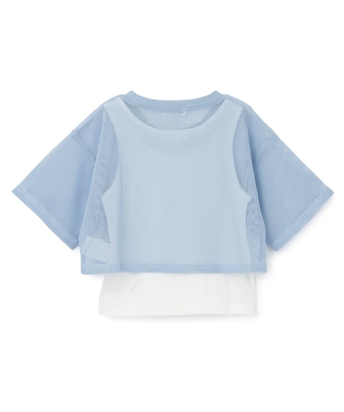 PINK-latte（ピンクラテ）の「【接触冷感(インナーのみ）】ワッペンメッシュ半袖T＋タンクセット（Tシャツ/カットソー・キッズ・サックスブルー/オフホワイト/ブラック・130cm/140cm/120cm/160cm/150cm）」の17枚目の写真