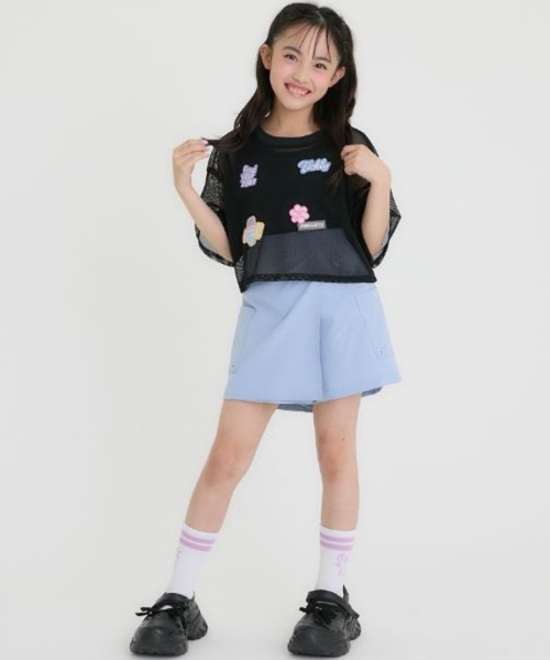 PINK-latte（ピンクラテ）の「【接触冷感(インナーのみ）】ワッペンメッシュ半袖T＋タンクセット（Tシャツ/カットソー・キッズ・サックスブルー/オフホワイト/ブラック・130cm/140cm/120cm/160cm/150cm）」の5枚目の写真
