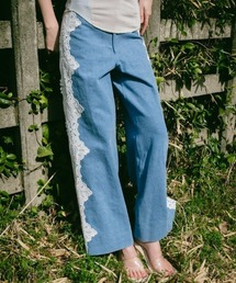 ELLA CANTARIA（エヤカンタリア）の「Side Lace Wide Denim｜サイドレースワイドデニムパンツ（デニムパンツ）」