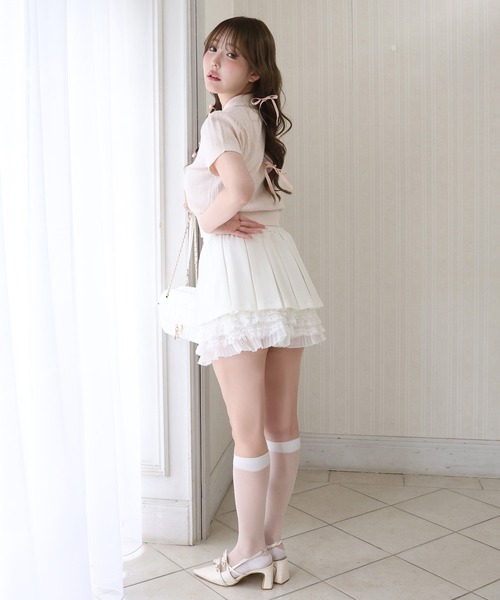 one after another NICE CLAUP(ワンアフターアナザーナイスクラップ)の「アイレット配色襟ポロニット(ニット/セーター・レディース・ピンク/ブラウン/オフホワイト/ブラック・FREE)」の18枚目の写真
