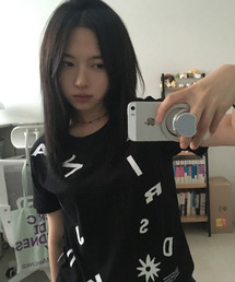 ke404. Typo Semi Crop Tee Black