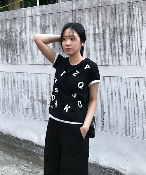 KIJIKO(キジコ)の「ke404. Typo Semi Crop Tee Black(Tシャツ/カットソー・レディース・ブラック・FREE)」の8枚目の写真