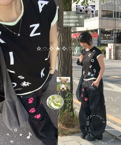 KIJIKO(キジコ)の「ke404. Typo Semi Crop Tee Black(Tシャツ/カットソー・レディース・ブラック・FREE)」の9枚目の写真
