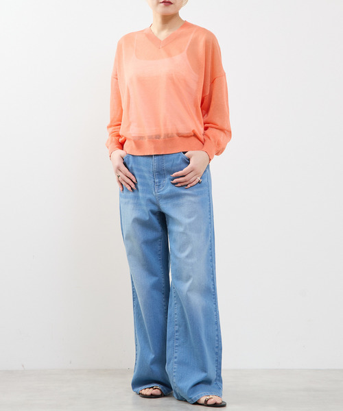 SOFFITTO(ソフィット)の「ストレッチワイドデニム(デニムパンツ・レディース・ケミカルウォッシュ/インディゴブルー・S/L/M)」の20枚目の写真