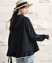 TeddyShop（テディショップ）の「【UVカット率 99.9%以上 UPF50+ フード・サムホール付き 水陸両用】話題のレース×フリル。長袖プチハイネックジップアップラッシュガードパーカー レディース（パーカー）」