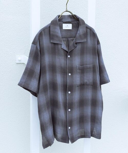 URBAN RESEARCH Sonny Label（アーバンリサーチサニーレーベル）の「オーバーダイチェックショートスリーブシャツ（シャツ/ブラウス・メンズ・グレー系その他/ブルー系その他/グリーン系その他・LARGE/MEDIUM）」の3枚目の写真