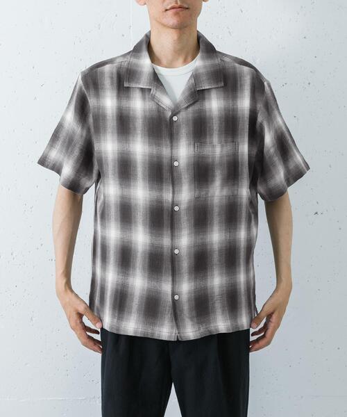 URBAN RESEARCH Sonny Label（アーバンリサーチサニーレーベル）の「オーバーダイチェックショートスリーブシャツ（シャツ/ブラウス・メンズ・グレー系その他/ブルー系その他/グリーン系その他・LARGE/MEDIUM）」の4枚目の写真