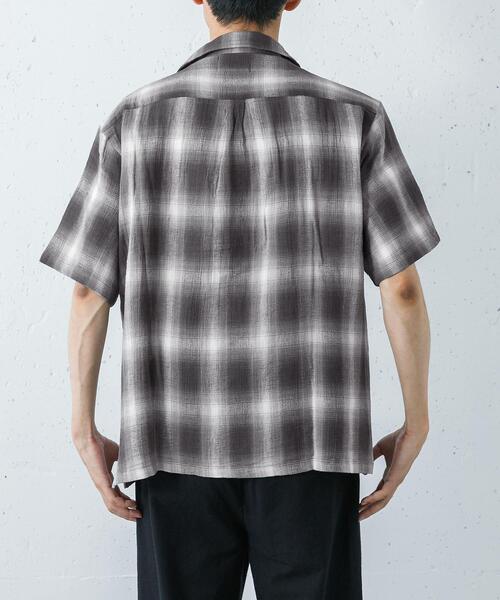 URBAN RESEARCH Sonny Label（アーバンリサーチサニーレーベル）の「オーバーダイチェックショートスリーブシャツ（シャツ/ブラウス・メンズ・グレー系その他/ブルー系その他/グリーン系その他・LARGE/MEDIUM）」の6枚目の写真