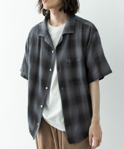 URBAN RESEARCH Sonny Label（アーバンリサーチサニーレーベル）の「オーバーダイチェックショートスリーブシャツ（シャツ/ブラウス・メンズ・グレー系その他/ブルー系その他/グリーン系その他・LARGE/MEDIUM）」の7枚目の写真