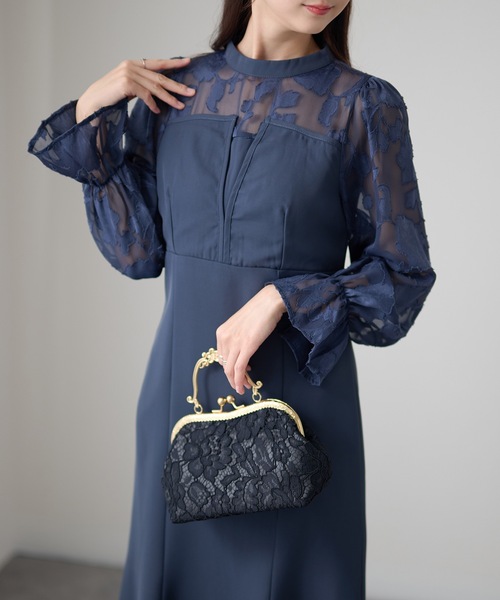Lace Ladies(レースレディース)の「シアーレース ハイネック 長袖 フレア パーティードレス(ドレス・レディース・チャコールグレー/ブラック/グリーン/グレイッシュベージュ・FREE/S)」の21枚目の写真