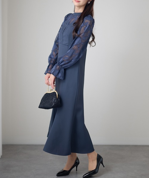 Lace Ladies(レースレディース)の「シアーレース ハイネック 長袖 フレア パーティードレス(ドレス・レディース・チャコールグレー/ブラック/グリーン/グレイッシュベージュ・FREE/S)」の20枚目の写真