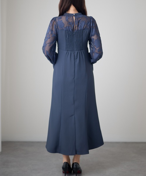 Lace Ladies(レースレディース)の「シアーレース ハイネック 長袖 フレア パーティードレス(ドレス・レディース・チャコールグレー/ブラック/グリーン/グレイッシュベージュ・FREE/S)」の19枚目の写真