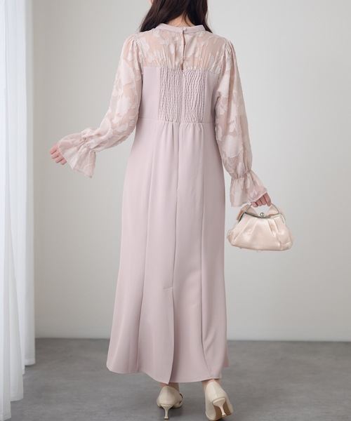 Lace Ladies(レースレディース)の「シアーレース ハイネック 長袖 フレア パーティードレス(ドレス・レディース・チャコールグレー/ブラック/グリーン/グレイッシュベージュ・FREE/S)」の8枚目の写真