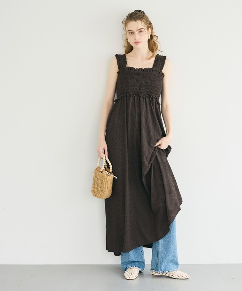 coca(coca)(コカ)の「クレープシャーリングワンピース(ワンピース・レディース・ブラウン/ブラック・L/M/S)」の8枚目の写真