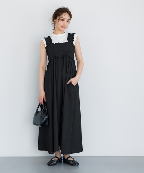coca(coca)(コカ)の「クレープシャーリングワンピース(ワンピース・レディース・ブラウン/ブラック・L/M/S)」の9枚目の写真