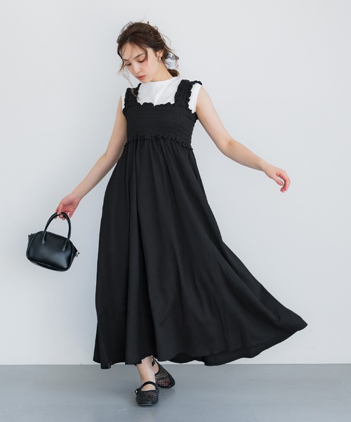 coca(coca)(コカ)の「クレープシャーリングワンピース(ワンピース・レディース・ブラウン/ブラック・L/M/S)」の11枚目の写真
