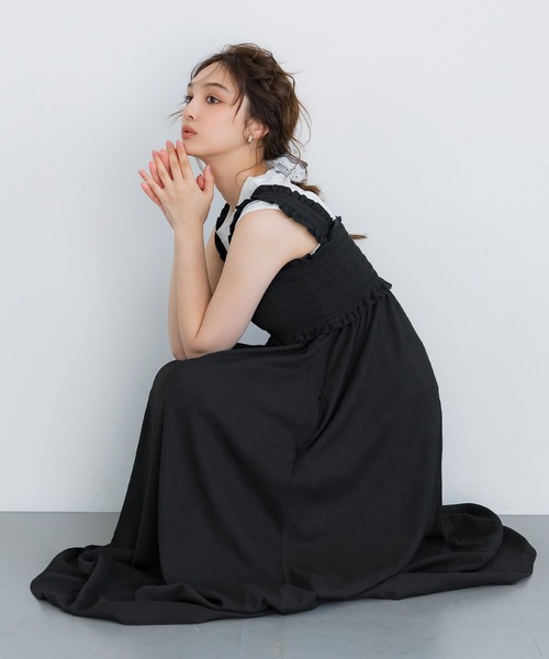 coca(coca)(コカ)の「クレープシャーリングワンピース(ワンピース・レディース・ブラウン/ブラック・L/M/S)」の13枚目の写真