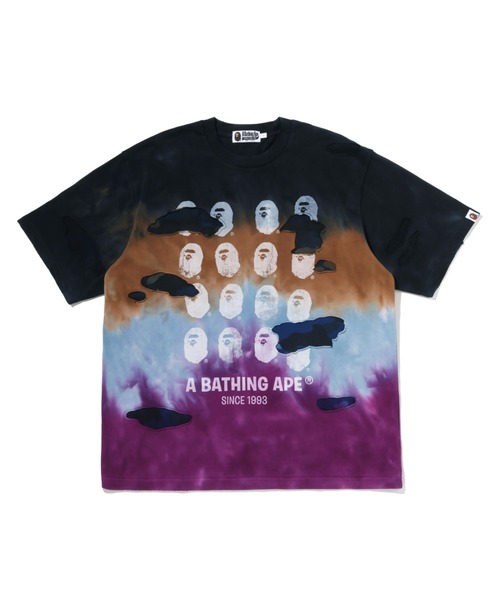 A BATHING APE(アベイシングエイプ)の「COLOR CAMO TIE DYE DESTROYED MULTI LOGO RELAXED FIT TEE(Tシャツ/カットソー・メンズ・ブラック・SMALL/X-LARGE/MEDIUM/LARGE/XX-LARGE)」の1枚目の写真