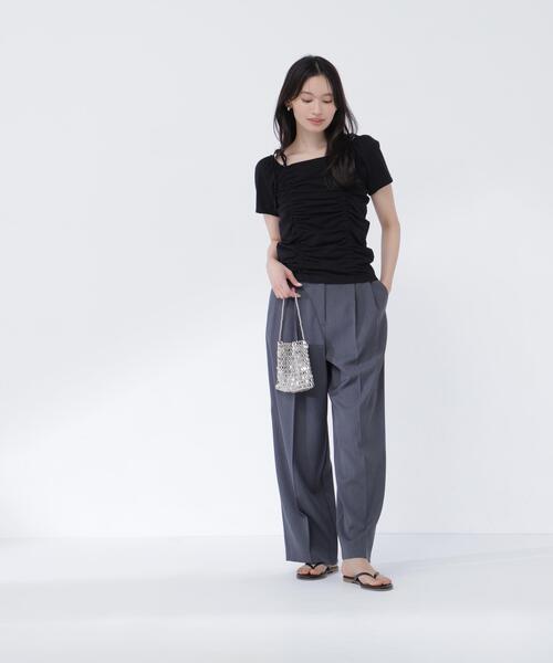 NATURAL BEAUTY BASIC(ナチュラルビューティーベーシック)の「ショルダーリボンドロストカットソー(Tシャツ/カットソー・レディース・イエロー/オフホワイト/ブラック・フリ-)」の10枚目の写真