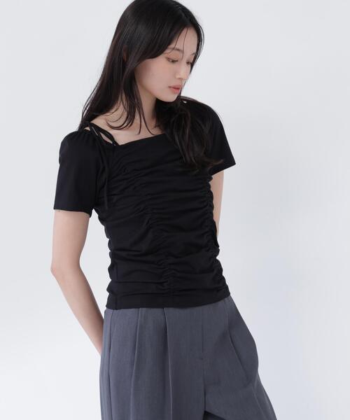 NATURAL BEAUTY BASIC(ナチュラルビューティーベーシック)の「ショルダーリボンドロストカットソー(Tシャツ/カットソー・レディース・イエロー/オフホワイト/ブラック・フリ-)」の11枚目の写真
