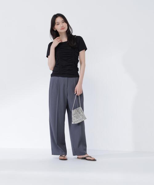 NATURAL BEAUTY BASIC(ナチュラルビューティーベーシック)の「ショルダーリボンドロストカットソー(Tシャツ/カットソー・レディース・イエロー/オフホワイト/ブラック・フリ-)」の12枚目の写真