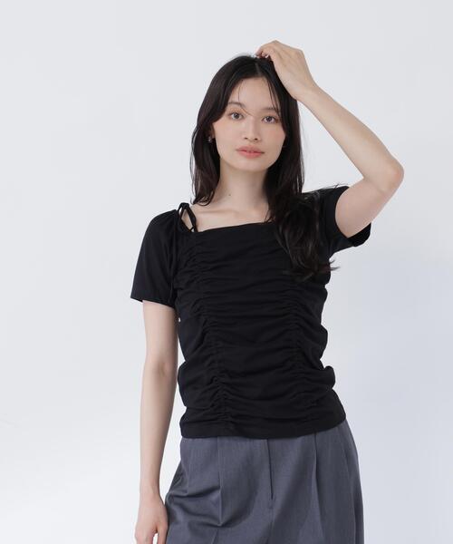 NATURAL BEAUTY BASIC(ナチュラルビューティーベーシック)の「ショルダーリボンドロストカットソー(Tシャツ/カットソー・レディース・イエロー/オフホワイト/ブラック・フリ-)」の13枚目の写真