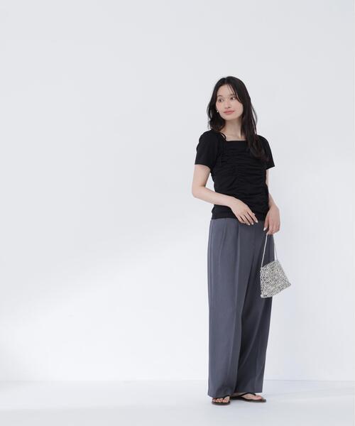 NATURAL BEAUTY BASIC(ナチュラルビューティーベーシック)の「ショルダーリボンドロストカットソー(Tシャツ/カットソー・レディース・イエロー/オフホワイト/ブラック・フリ-)」の14枚目の写真