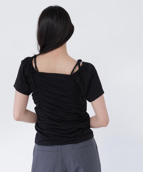 NATURAL BEAUTY BASIC(ナチュラルビューティーベーシック)の「ショルダーリボンドロストカットソー(Tシャツ/カットソー・レディース・イエロー/オフホワイト/ブラック・フリ-)」の15枚目の写真