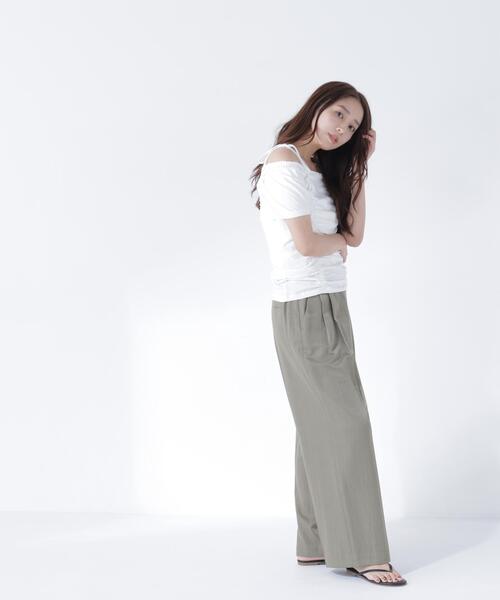 NATURAL BEAUTY BASIC(ナチュラルビューティーベーシック)の「ショルダーリボンドロストカットソー(Tシャツ/カットソー・レディース・イエロー/オフホワイト/ブラック・フリ-)」の19枚目の写真