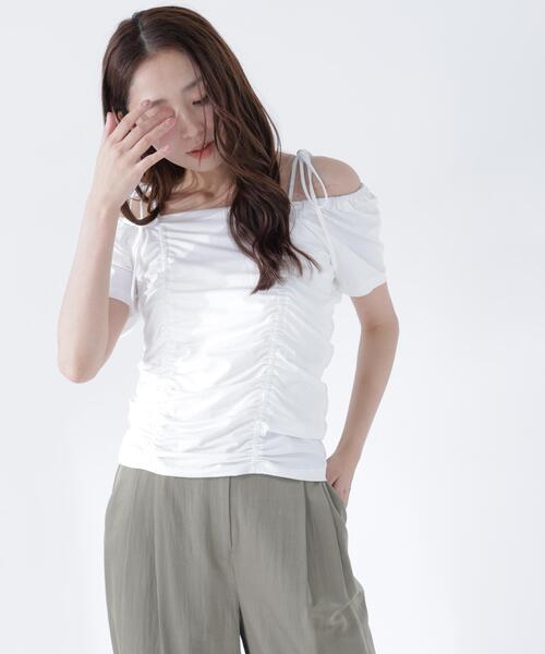 NATURAL BEAUTY BASIC(ナチュラルビューティーベーシック)の「ショルダーリボンドロストカットソー(Tシャツ/カットソー・レディース・イエロー/オフホワイト/ブラック・フリ-)」の20枚目の写真
