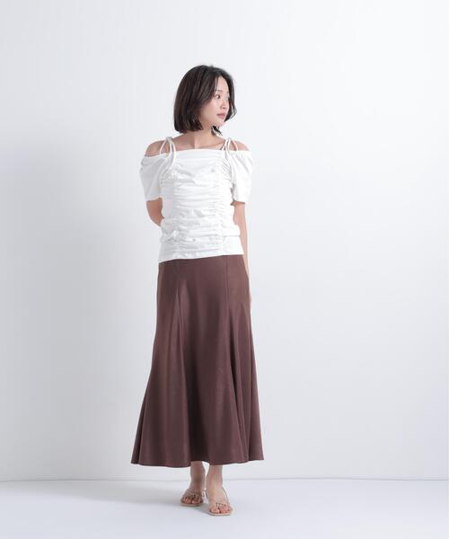 NATURAL BEAUTY BASIC(ナチュラルビューティーベーシック)の「ショルダーリボンドロストカットソー(Tシャツ/カットソー・レディース・イエロー/オフホワイト/ブラック・フリ-)」の14枚目の写真