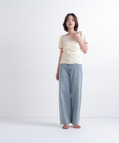 NATURAL BEAUTY BASIC(ナチュラルビューティーベーシック)の「ショルダーリボンドロストカットソー(Tシャツ/カットソー・レディース・イエロー/オフホワイト/ブラック・フリ-)」の19枚目の写真