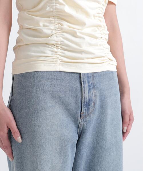 NATURAL BEAUTY BASIC(ナチュラルビューティーベーシック)の「ショルダーリボンドロストカットソー(Tシャツ/カットソー・レディース・イエロー/オフホワイト/ブラック・フリ-)」の7枚目の写真