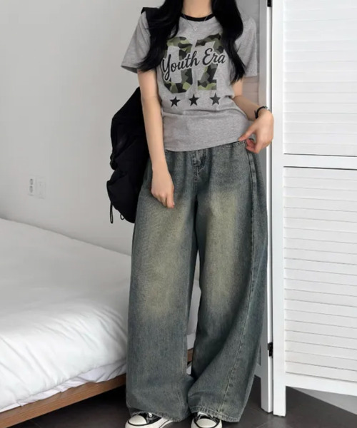 VIVID LADY(ビビッドレディー)の「カモフラナンバリングプリント 半袖Tシャツ(Tシャツ/カットソー・レディース・カーキ/グレー/ブラック/ホワイト・FREE)」の21枚目の写真