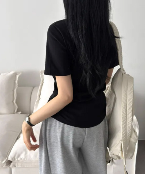 VIVID LADY(ビビッドレディー)の「カモフラナンバリングプリント 半袖Tシャツ(Tシャツ/カットソー・レディース・カーキ/グレー/ブラック/ホワイト・FREE)」の7枚目の写真