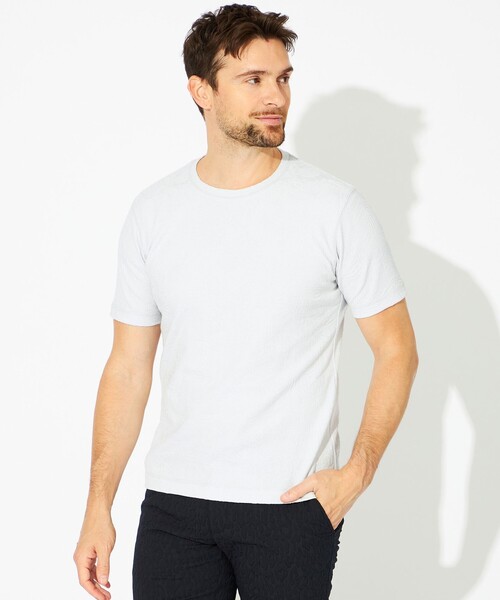 EPOCA UOMO(エポカウォモ)の「リーフジャカードカットソー(Tシャツ/カットソー・メンズ・パープル系その他3/ホワイト系その他・46/48)」の1枚目の写真