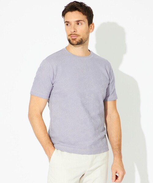 EPOCA UOMO(エポカウォモ)の「リーフジャカードカットソー(Tシャツ/カットソー・メンズ・パープル系その他3/ホワイト系その他・46/48)」の2枚目の写真