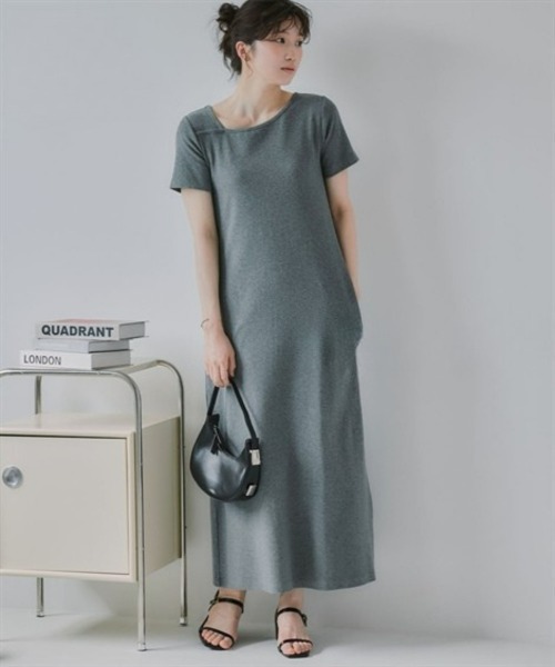 slattgir(スラットジール)の「高身長 アシメデザインリブマキシ丈ワンピース(トールサイズ)Essenave(ワンピース・レディース・杢グレー/ブラック・TM/TL/TLL/T3L)」の1枚目の写真