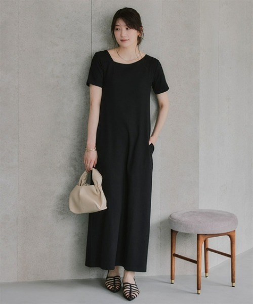 slattgir(スラットジール)の「高身長 アシメデザインリブマキシ丈ワンピース(トールサイズ)Essenave(ワンピース・レディース・杢グレー/ブラック・TM/TL/TLL/T3L)」の3枚目の写真
