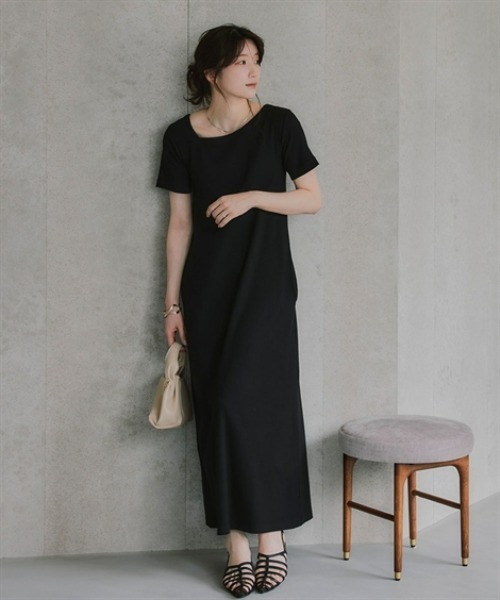 slattgir(スラットジール)の「高身長 アシメデザインリブマキシ丈ワンピース(トールサイズ)Essenave(ワンピース・レディース・杢グレー/ブラック・TM/TL/TLL/T3L)」の4枚目の写真
