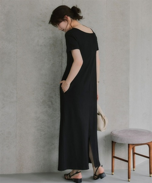 slattgir(スラットジール)の「高身長 アシメデザインリブマキシ丈ワンピース(トールサイズ)Essenave(ワンピース・レディース・杢グレー/ブラック・TM/TL/TLL/T3L)」の5枚目の写真