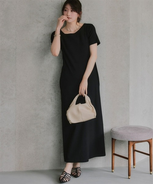 slattgir(スラットジール)の「高身長 アシメデザインリブマキシ丈ワンピース(トールサイズ)Essenave(ワンピース・レディース・杢グレー/ブラック・TM/TL/TLL/T3L)」の6枚目の写真