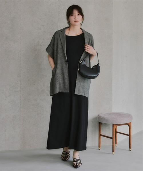 slattgir(スラットジール)の「高身長 アシメデザインリブマキシ丈ワンピース(トールサイズ)Essenave(ワンピース・レディース・杢グレー/ブラック・TM/TL/TLL/T3L)」の8枚目の写真