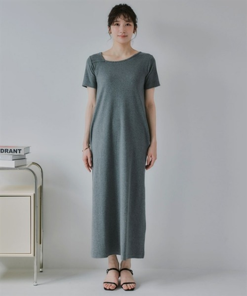 slattgir(スラットジール)の「高身長 アシメデザインリブマキシ丈ワンピース(トールサイズ)Essenave(ワンピース・レディース・杢グレー/ブラック・TM/TL/TLL/T3L)」の17枚目の写真
