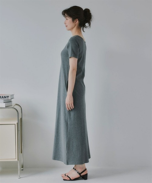 slattgir(スラットジール)の「高身長 アシメデザインリブマキシ丈ワンピース(トールサイズ)Essenave(ワンピース・レディース・杢グレー/ブラック・TM/TL/TLL/T3L)」の18枚目の写真