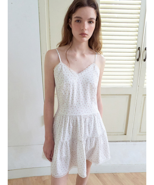 ETMON(エトモン)の「Slip Floral Tiered Mini Dress, Ivory(ワンピース・レディース・その他・SMALL/MEDIUM)」の2枚目の写真