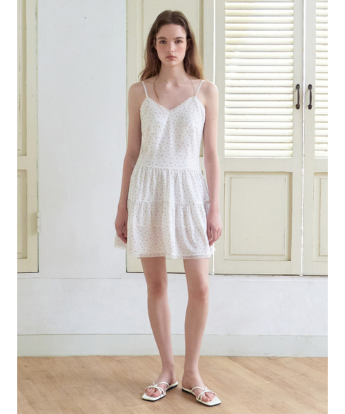 ETMON(エトモン)の「Slip Floral Tiered Mini Dress, Ivory(ワンピース・レディース・その他・SMALL/MEDIUM)」の3枚目の写真
