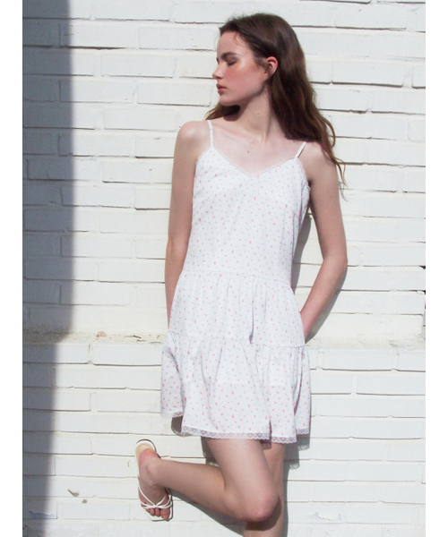 ETMON(エトモン)の「Slip Floral Tiered Mini Dress, Ivory(ワンピース・レディース・その他・SMALL/MEDIUM)」の4枚目の写真