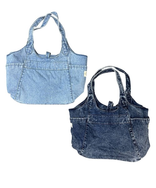 SNOOPY×OLD BETTY'S(スヌーピーカケルオールドベティーズ)の「スヌーピー【SNOOPY】Denim Remake Pocket Tote Bag(缶バッチ2個付)(トートバッグ・レディース・インディゴブルー/ブルー・FREE)」の12枚目の写真